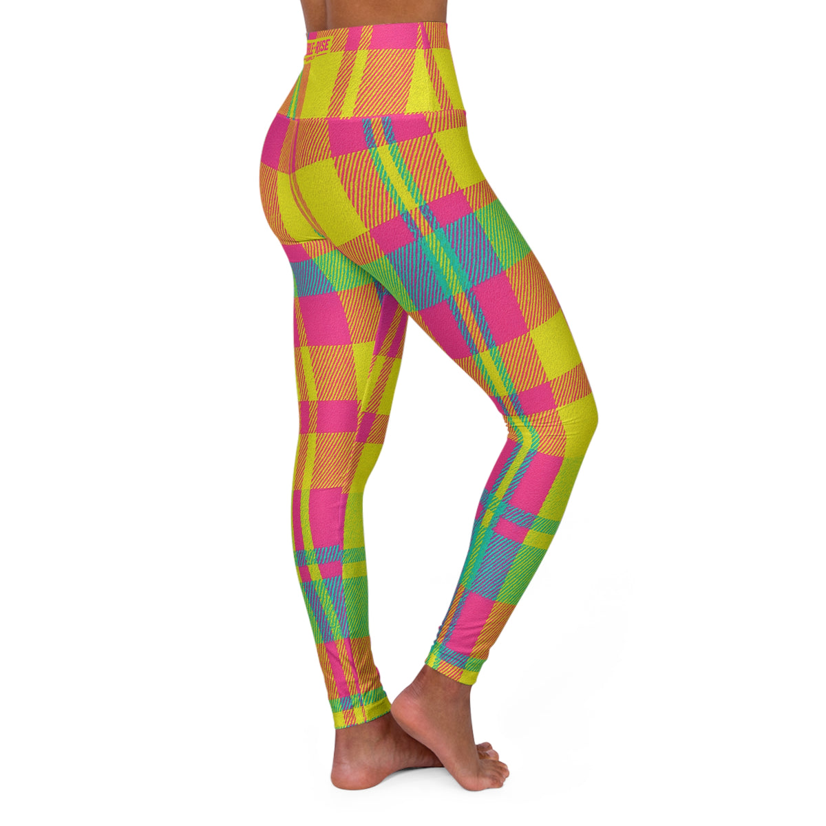 Neon Plaid 002 high-waist leggings