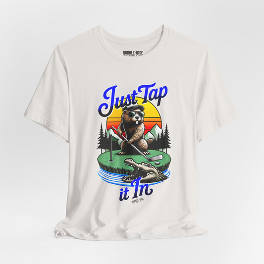 Just Tap It In golf graphic tee, Heather Prism Ice Blue