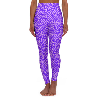 Purple cheetah print high-waisted yoga leggings, photo 1