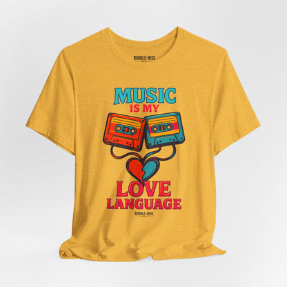 Music Is My Love Language Retro Music t-shirt in heather yellow gold