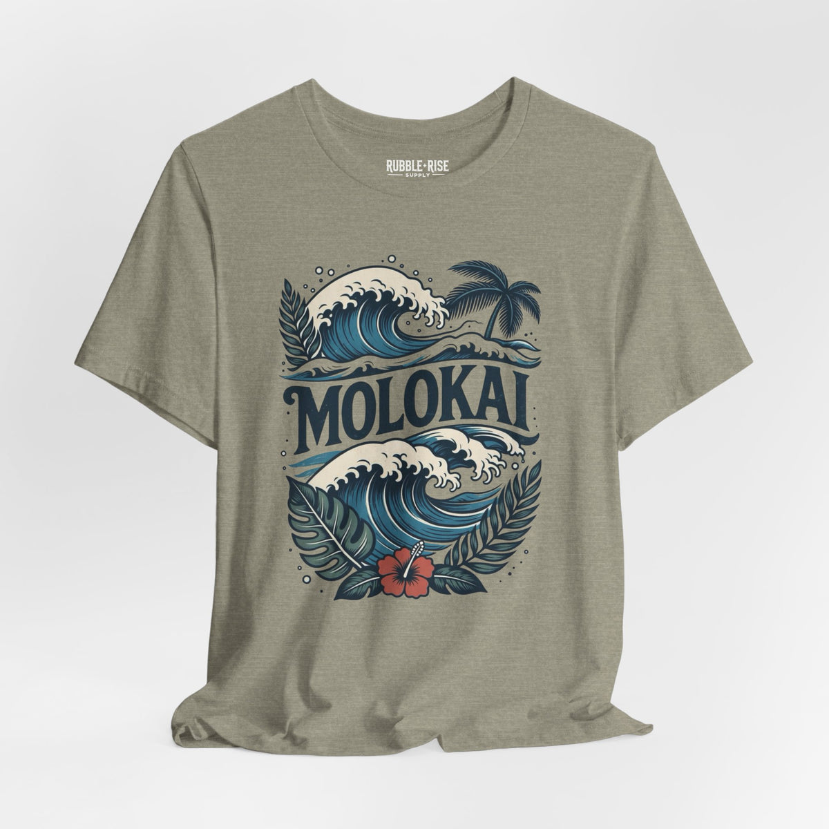 Molokai Island Wave and Palm Tree Tee