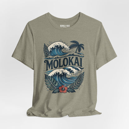 Molokai Island Wave and Palm Tree Tee