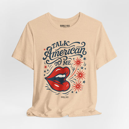 Talk American to Me Americana t-shirt in heather sand dune