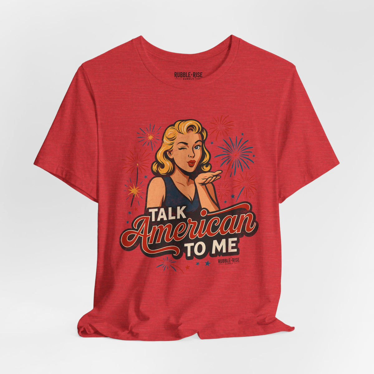 Talk American to Me Retro Pop Art t-shirt in heather red