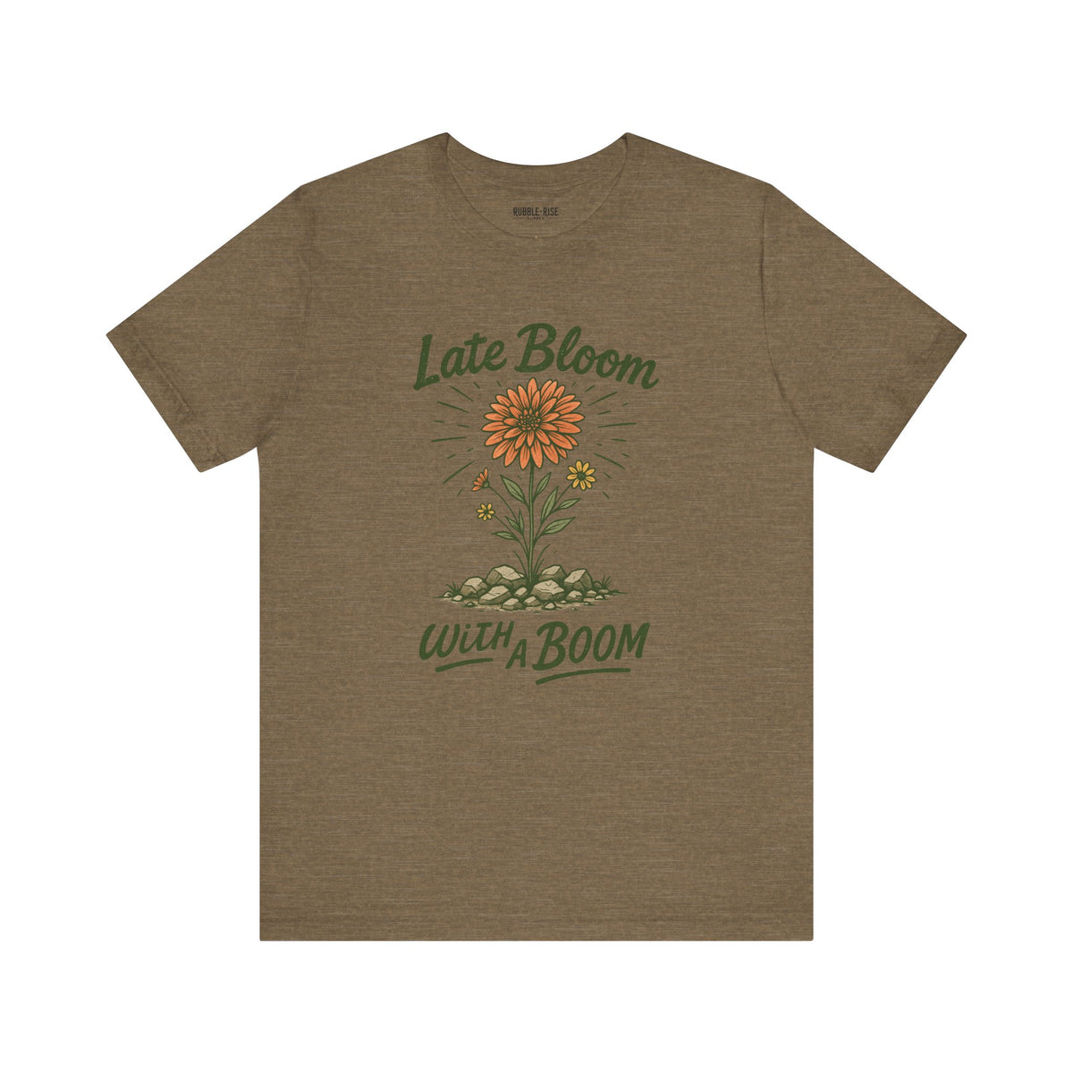 Late Bloom Fresh Floral t-shirt in heather olive