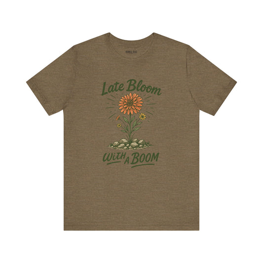 Late Bloom Fresh Floral t-shirt in heather olive