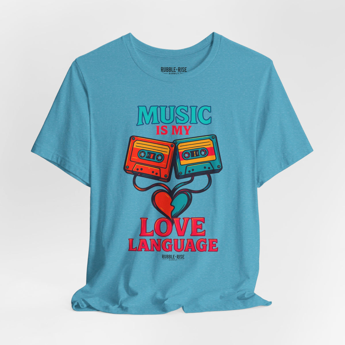 Music Is My Love Language Retro Music t-shirt in heather aqua