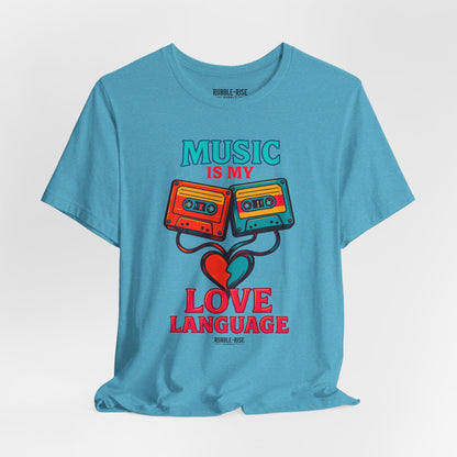 Music Is My Love Language Retro Music t-shirt in heather aqua