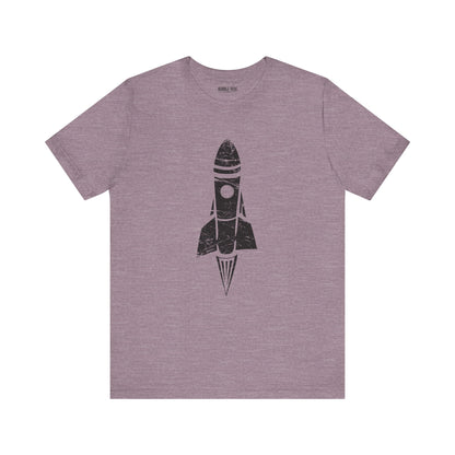 Vintage Rocket Space Explorer t-shirt in heather purple