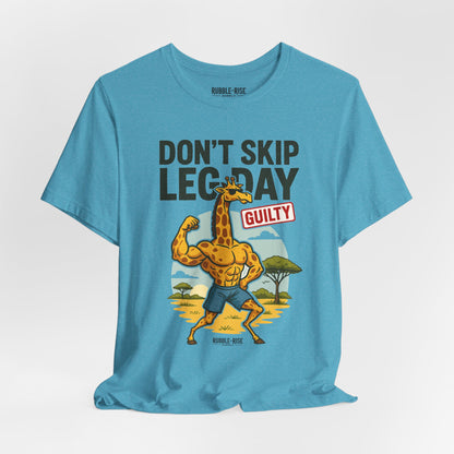 Don't Skip Leg Day giraffe gym graphic tee, Heather Prism Sunset