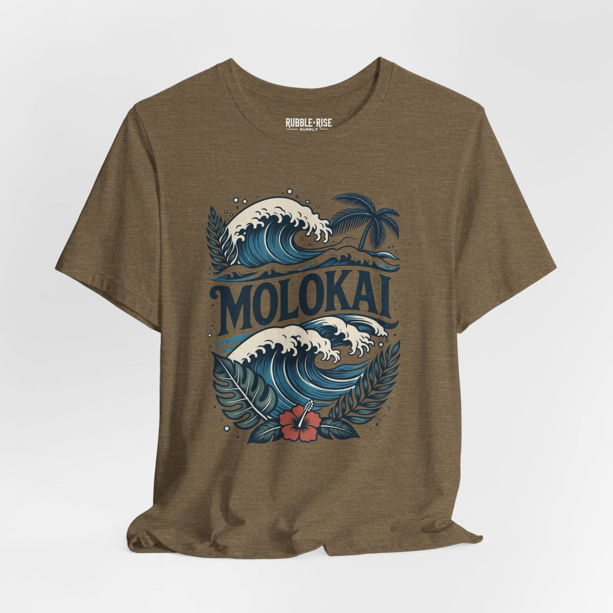 Molokai Island Wave and Palm Tree Tee