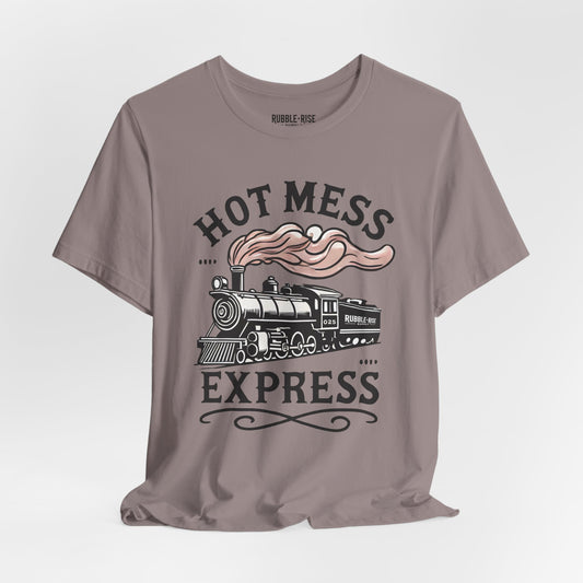 Hot Mess Express Train Lover t-shirt in pebble brown