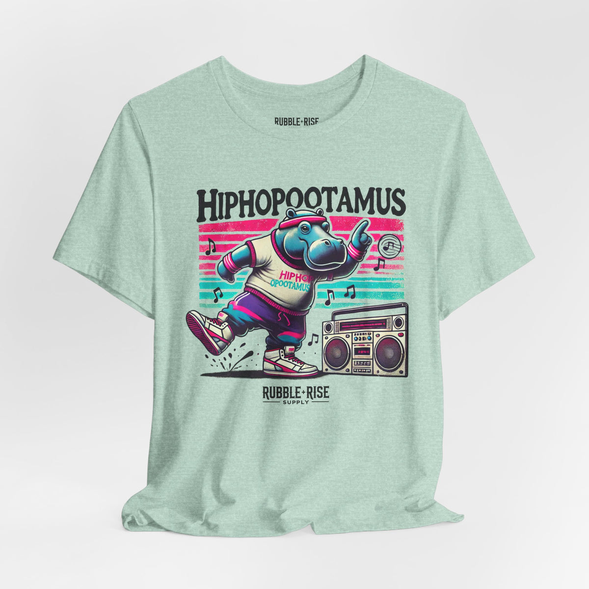 Hiphopootamus Hip Hop Humor t-shirt in heather prism mint