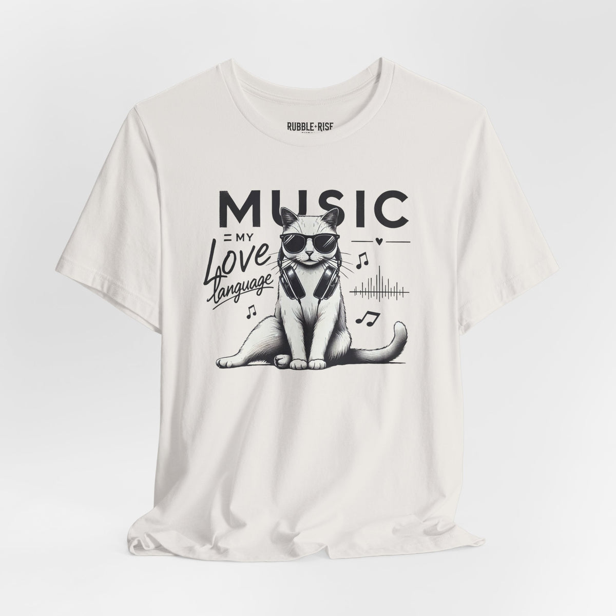 Music Is My Love Language Cat t-shirt in vintage white