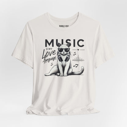 Music Is My Love Language Cat t-shirt in vintage white