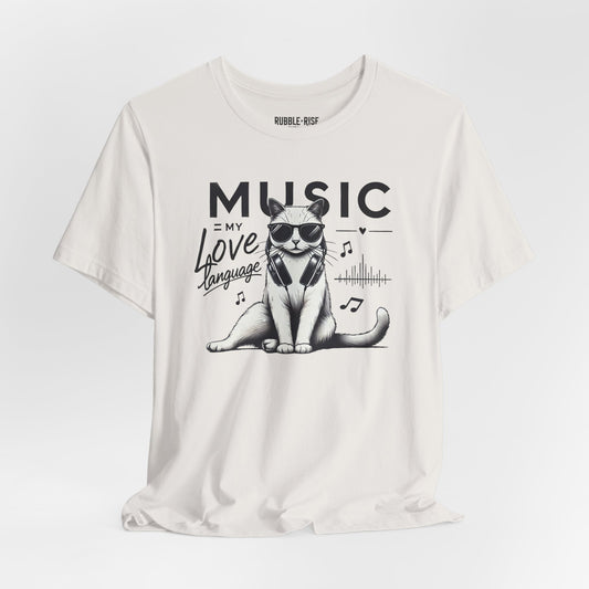 Music Is My Love Language Cat t-shirt in vintage white