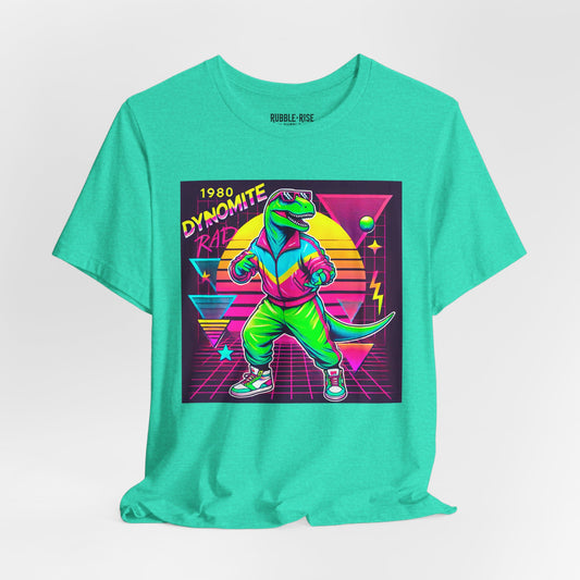 Retro 1980s Dinosaur Pop Culture t-shirt in heather sea green