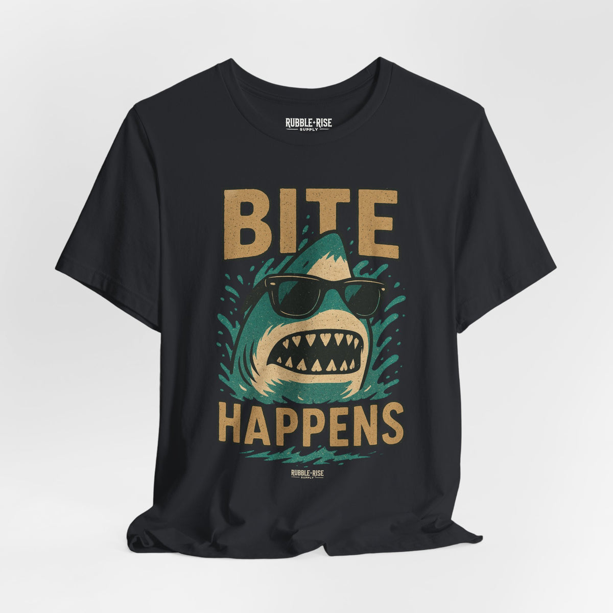 Bite Happens Shark t-shirt in vintage black