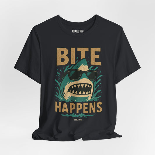 Bite Happens Shark t-shirt in vintage black