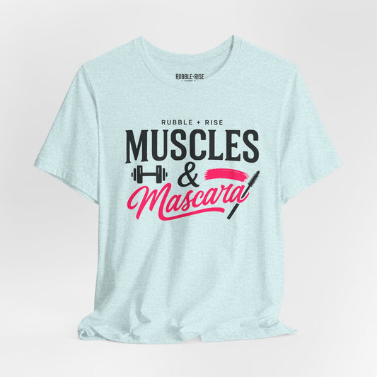Muscles and Mascara t-shirt in heather prism ice blue