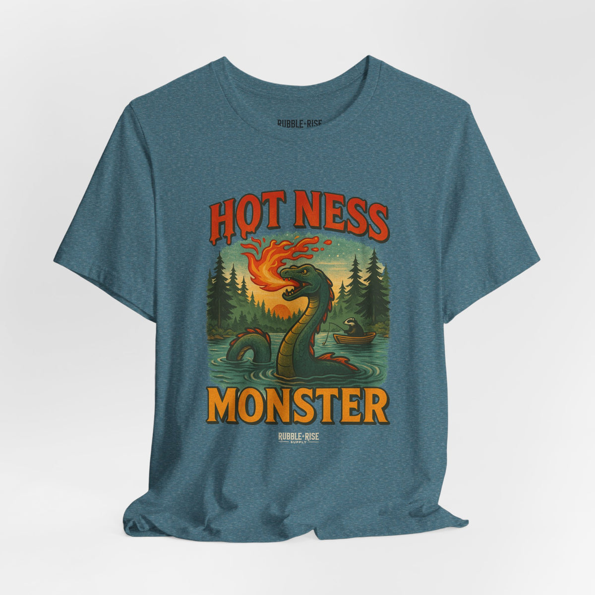 Hot Ness Monster camping graphic tee, Vintage White