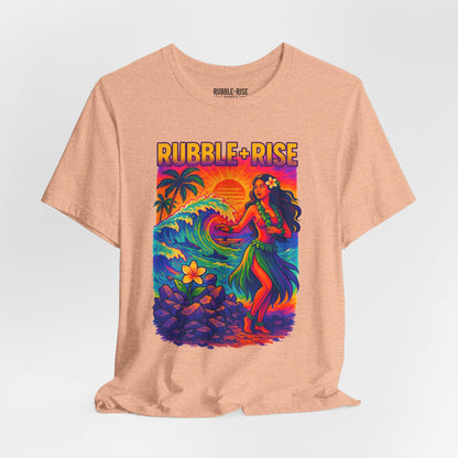 Tropical Paradise Rubble and Rise t-shirt in heather peach