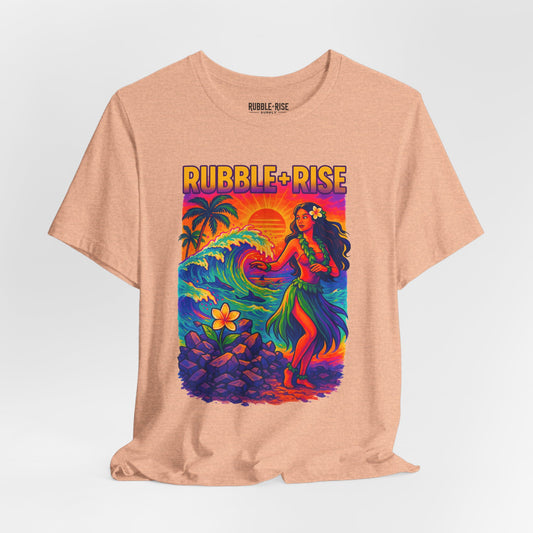 Tropical Paradise Rubble and Rise t-shirt in heather peach