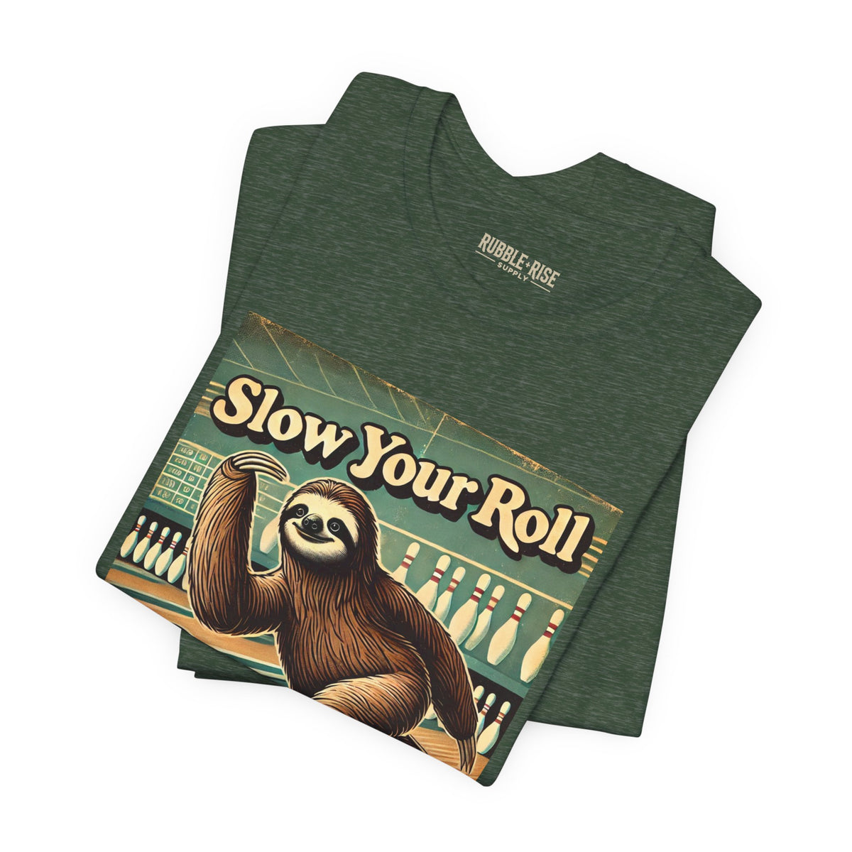 Slow Your Roll sloth bowling graphic tee, photo 9