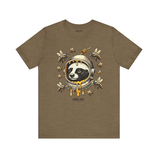 Astronaut Badger Honey Bee t-shirt in heather olive