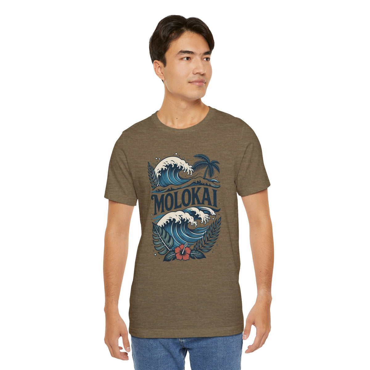 Molokai Island Wave and Palm Tree Tee