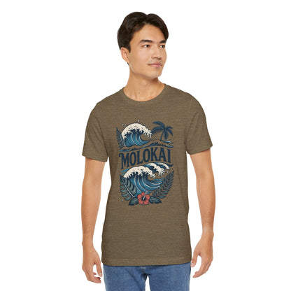 Molokai Island Wave and Palm Tree Tee