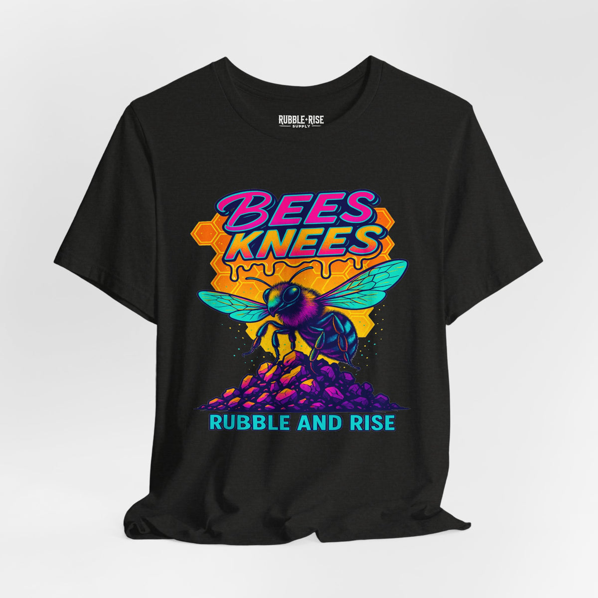 Bee's Knees Neon Bee Lover t-shirt in black heather