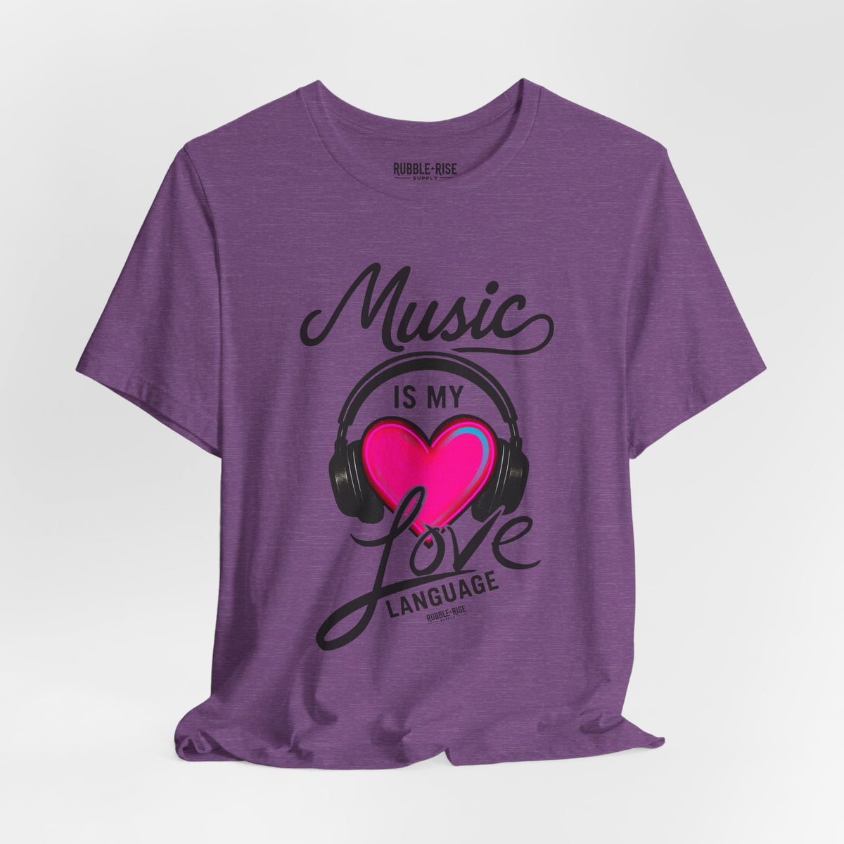 Music Is My Love Language Heart t-shirt in heather team purple