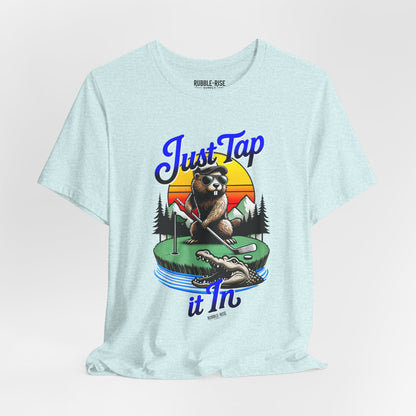 Just Tap It In Golf t-shirt in heather prism ice blue