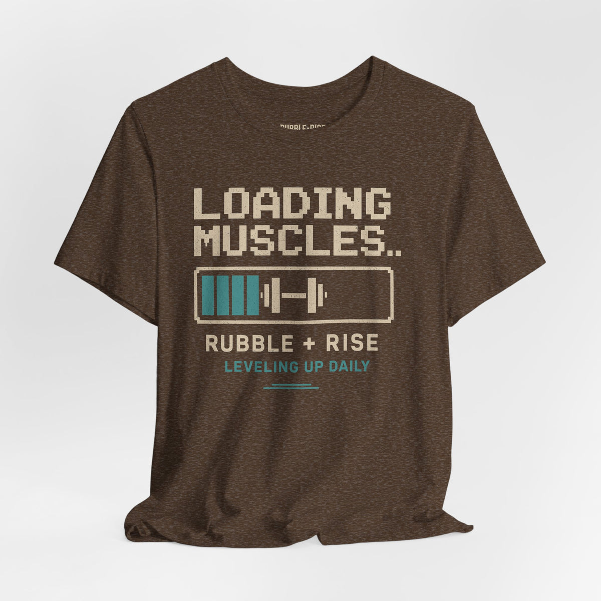 Loading Muscles Motivation t-shirt in heather brown