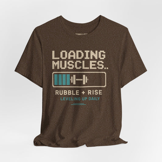 Loading Muscles Motivation t-shirt in heather brown