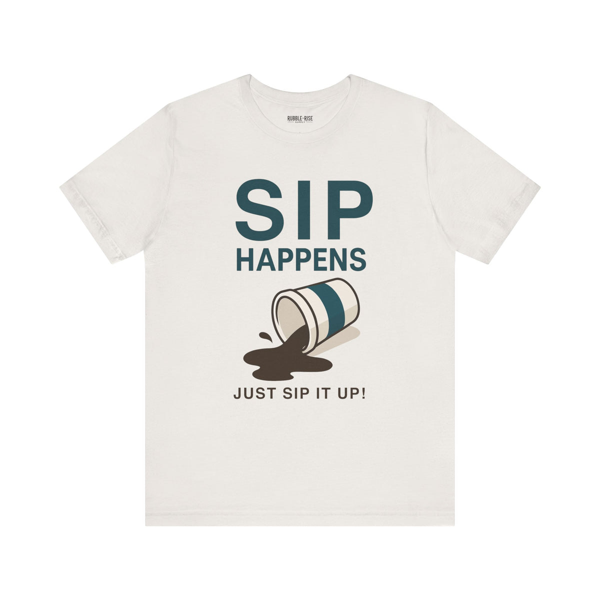 Sip Happens coffee lover graphic tee, Vintage White