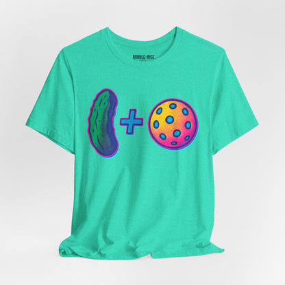 Funny Pickle Ball 80s Neon t-shirt in heather sea green