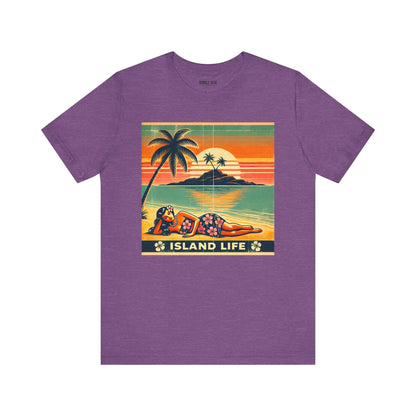 Retro Island Life Summer Beach t-shirt in heather team purple