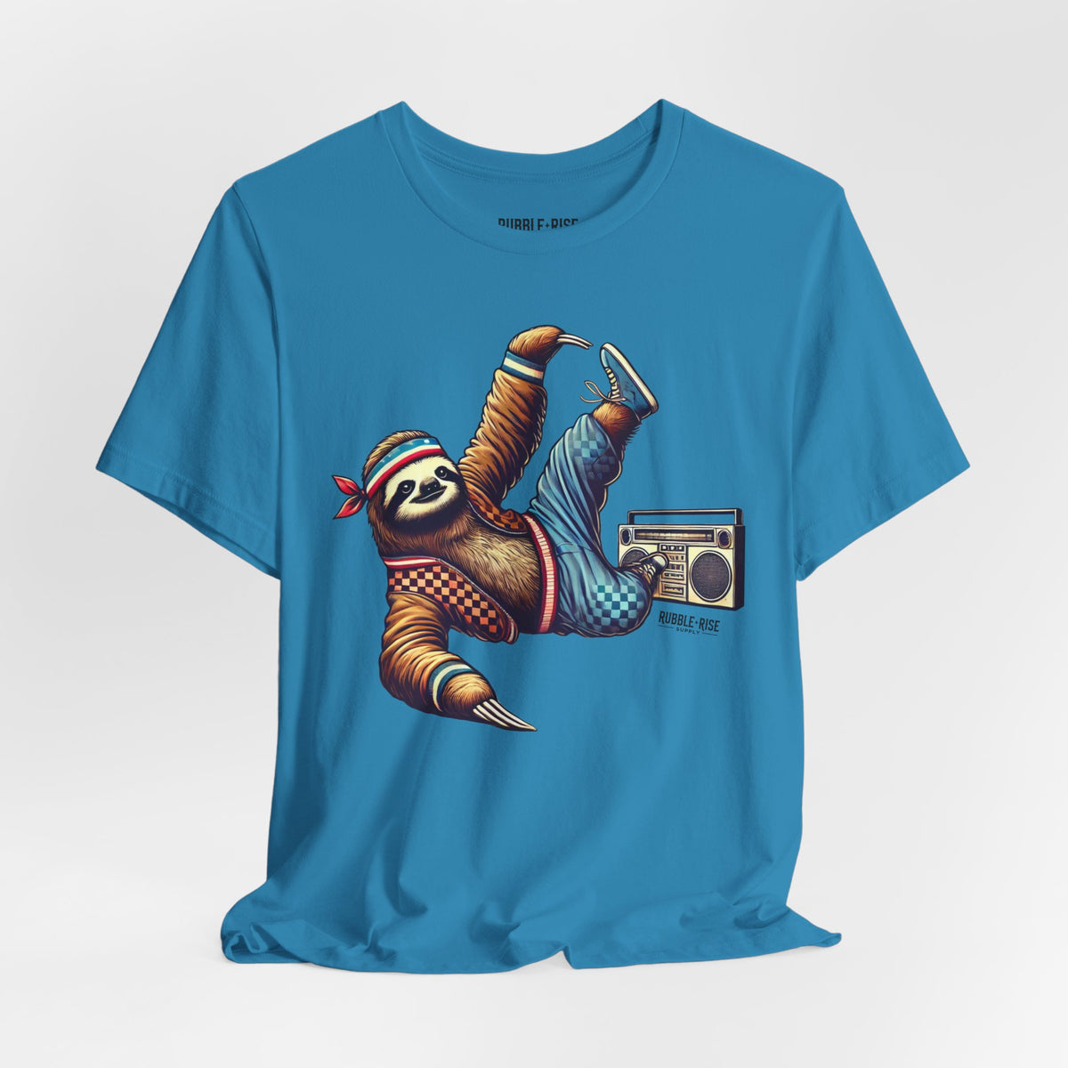 Breakdance Sloth Music t-shirt in aqua