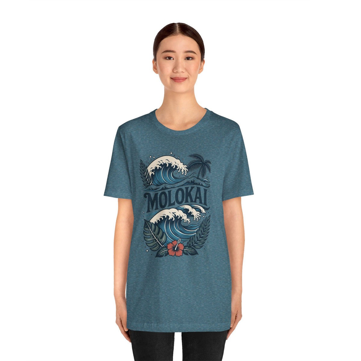Molokai Island Wave and Palm Tree Tee