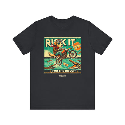 Risk It for the Biscuit Dog Adventure t-shirt in vintage black