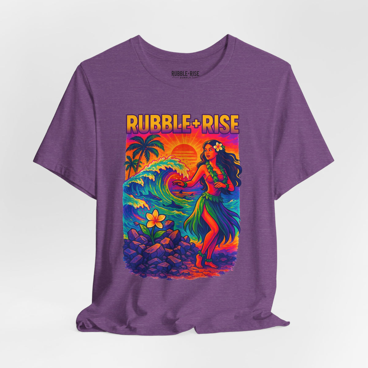 Tropical Paradise Rubble and Rise t-shirt in heather team purple