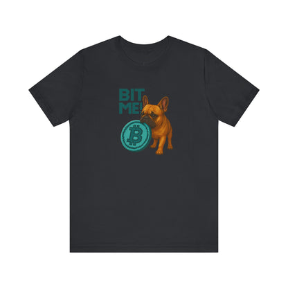 Bit Me Crypto Dog Lover t-shirt in vintage black