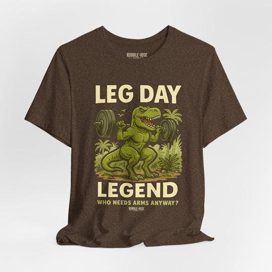 Leg Day Legend T-Rex t-shirt in heather brown
