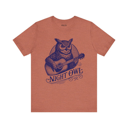 Night Owl Guitarist Music t-shirt in heather clay