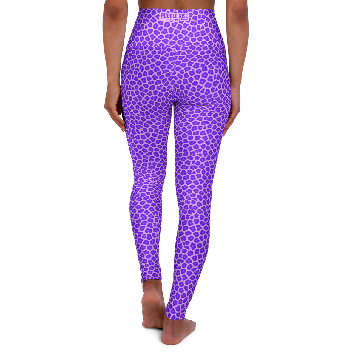 Purple cheetah print high-waisted yoga leggings, photo 2