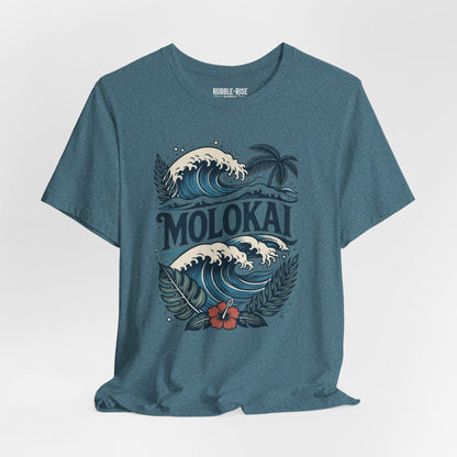 Molokai Island Wave and Palm Tree Tee