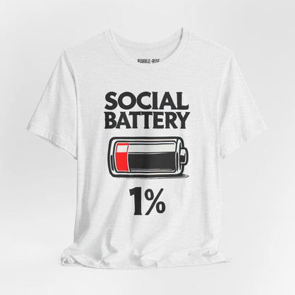 Social Battery 1% introvert graphic tee, Ash