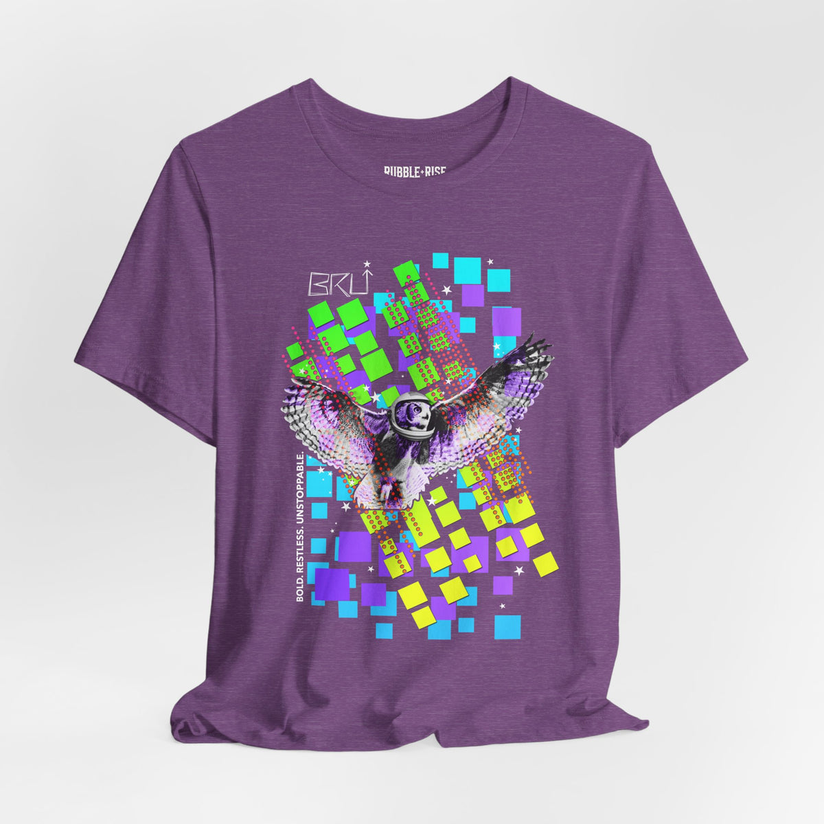 Take It to the Moon Owl Neon t-shirt in heather team purple